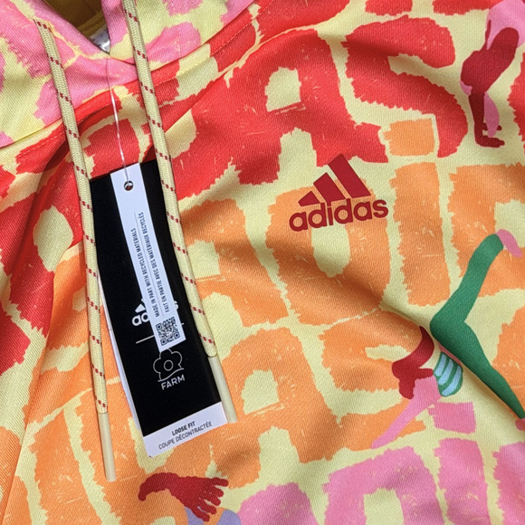 NWT adidas x FARM RIO 3-Stripes Hoodie Pearl Citrine (HS1196) SIZE SMALL Rare - Picture 5 of 8